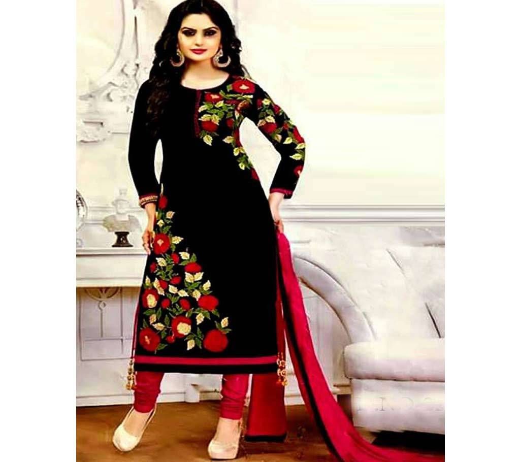 Unstitched Cotton With Block Print Three Piece