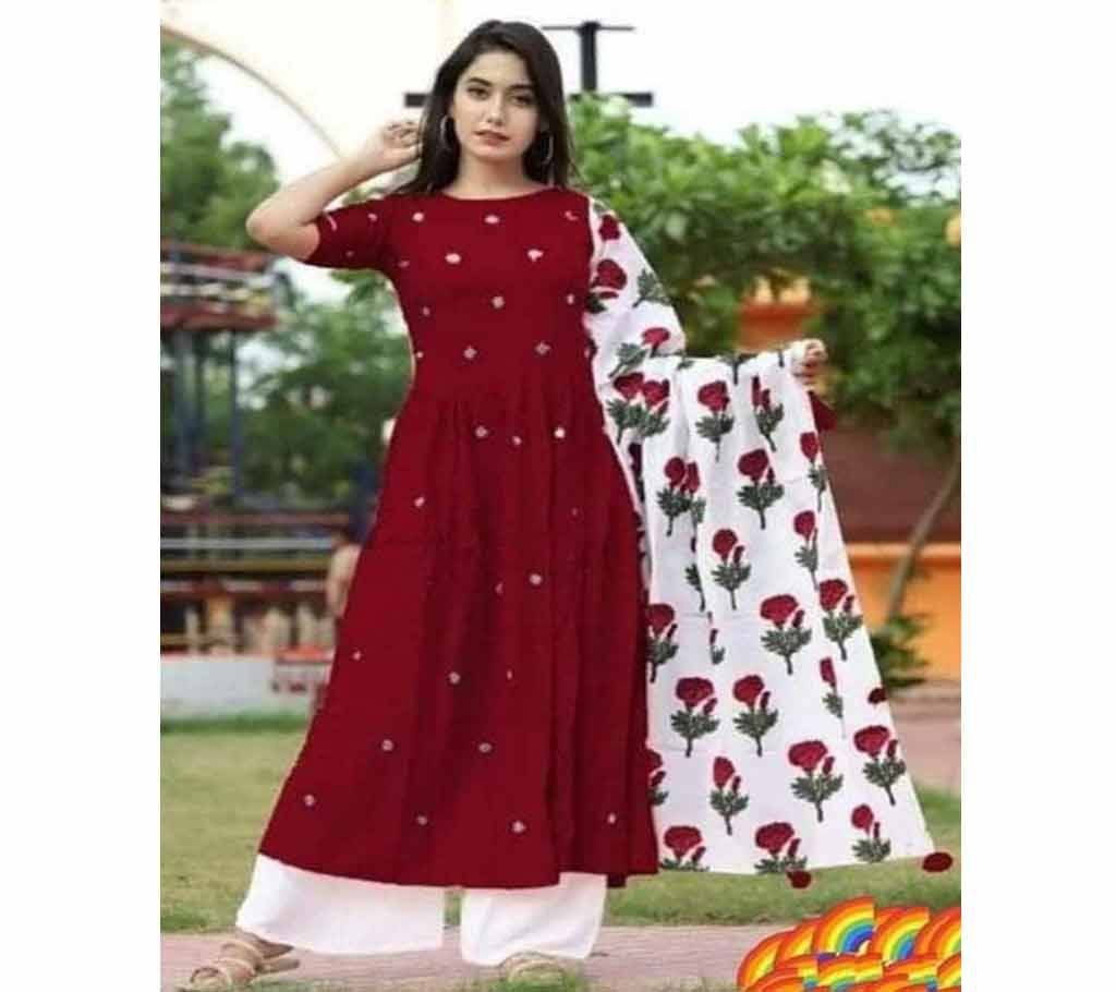 Unstitched Cotton Embroidery  Three pitch