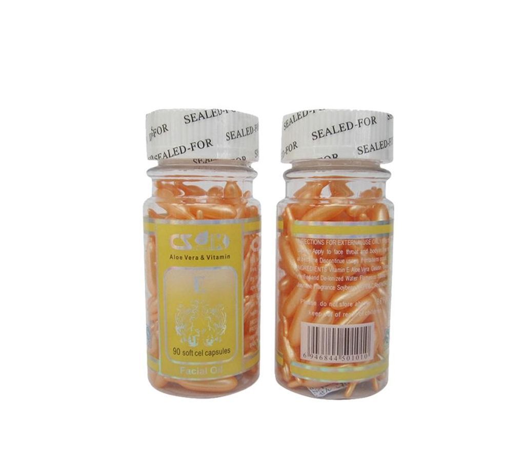 CSK Aloe & Vitamin E Facial oil capsules (2 bottle-180 cap)-China