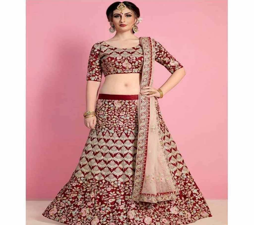 Semi Stitched Georgette With Embroidery Lehenga 