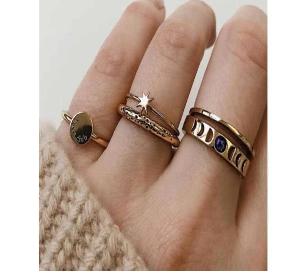 5Pcs/Set Antique Star Moon Rings Set For Women