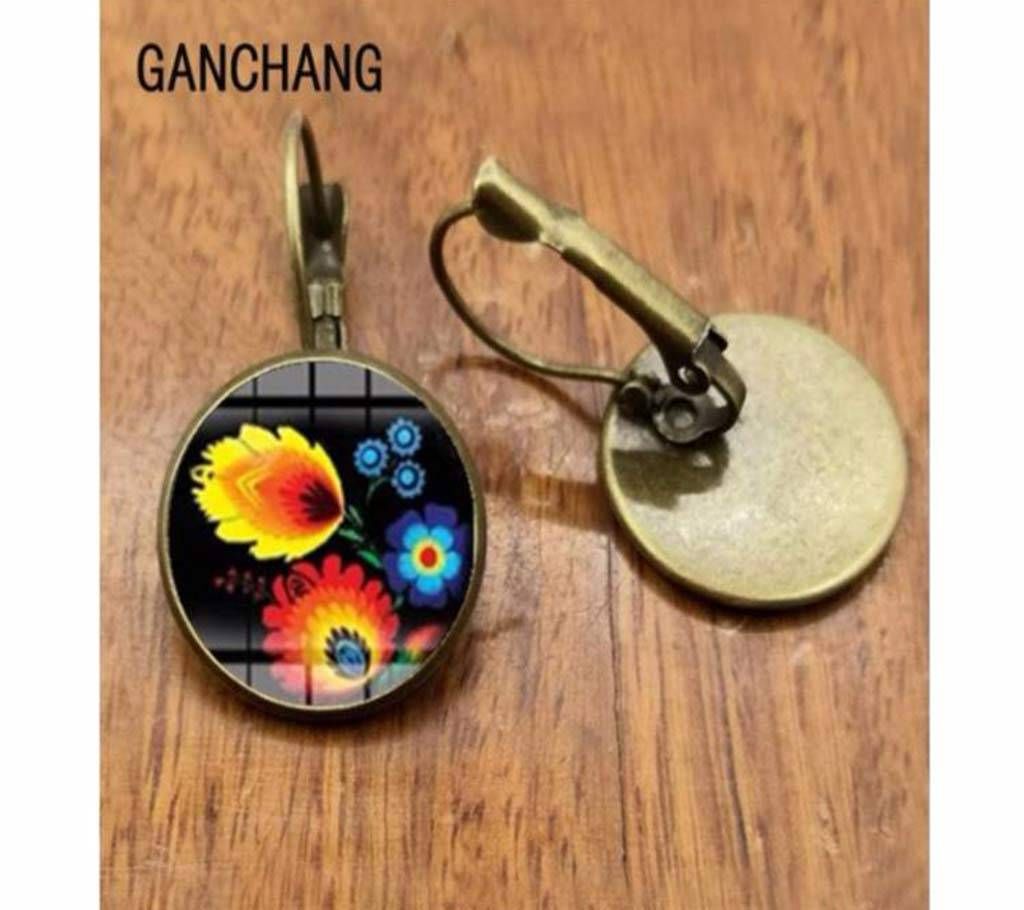 Polish geometric art glass gem charm Earrings