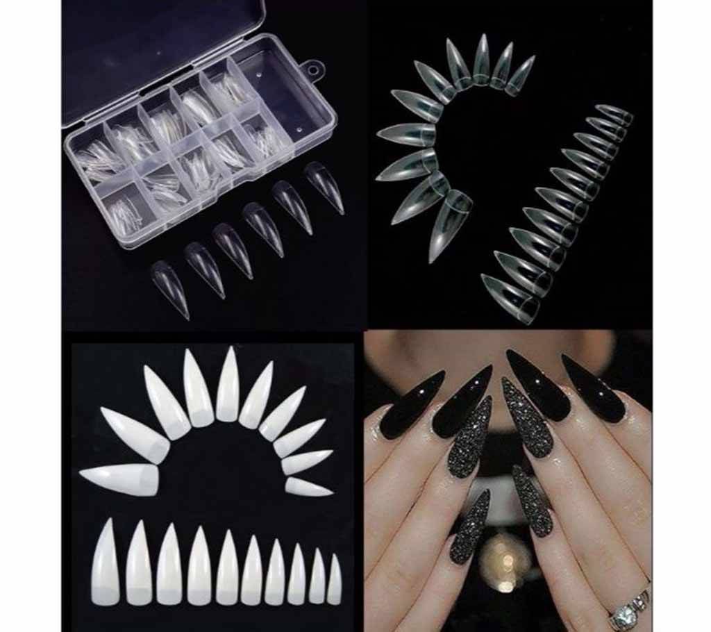 100pcs Mix Size Acrylic False Artificial Transparent Nail