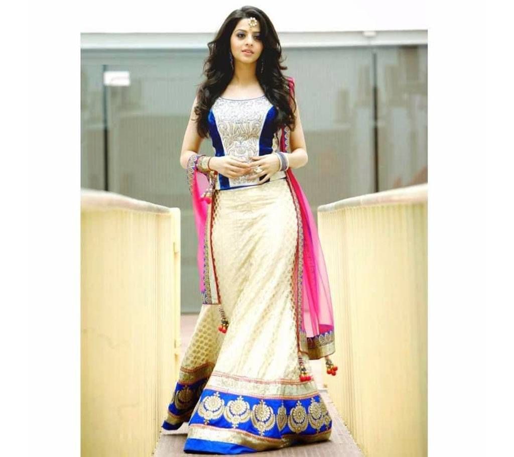 Embroidery work Georgette Un stitched lehenga 