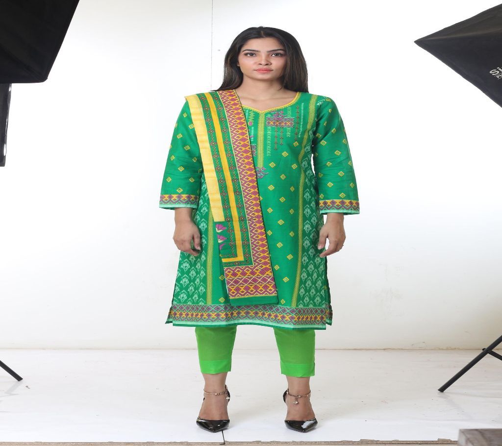 Forest Green Unstitched Star Premium Lawn 3 Pieces - 20