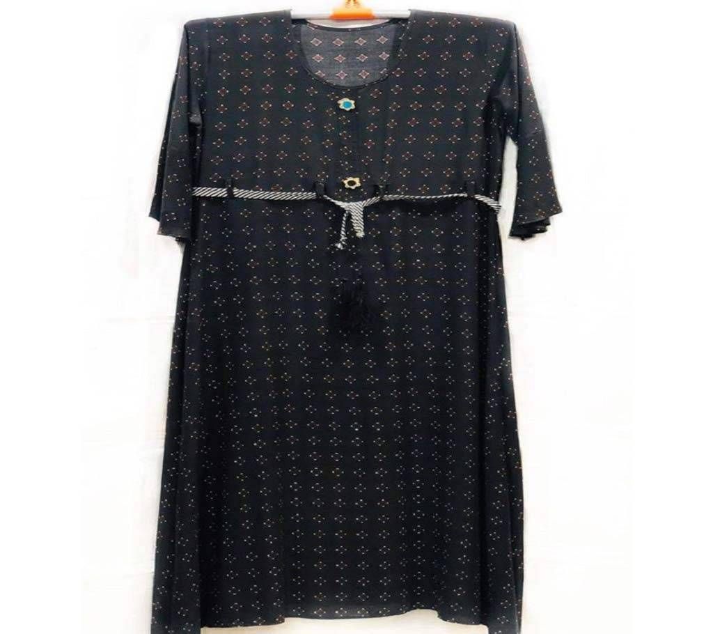 Semi Long Kurti Black