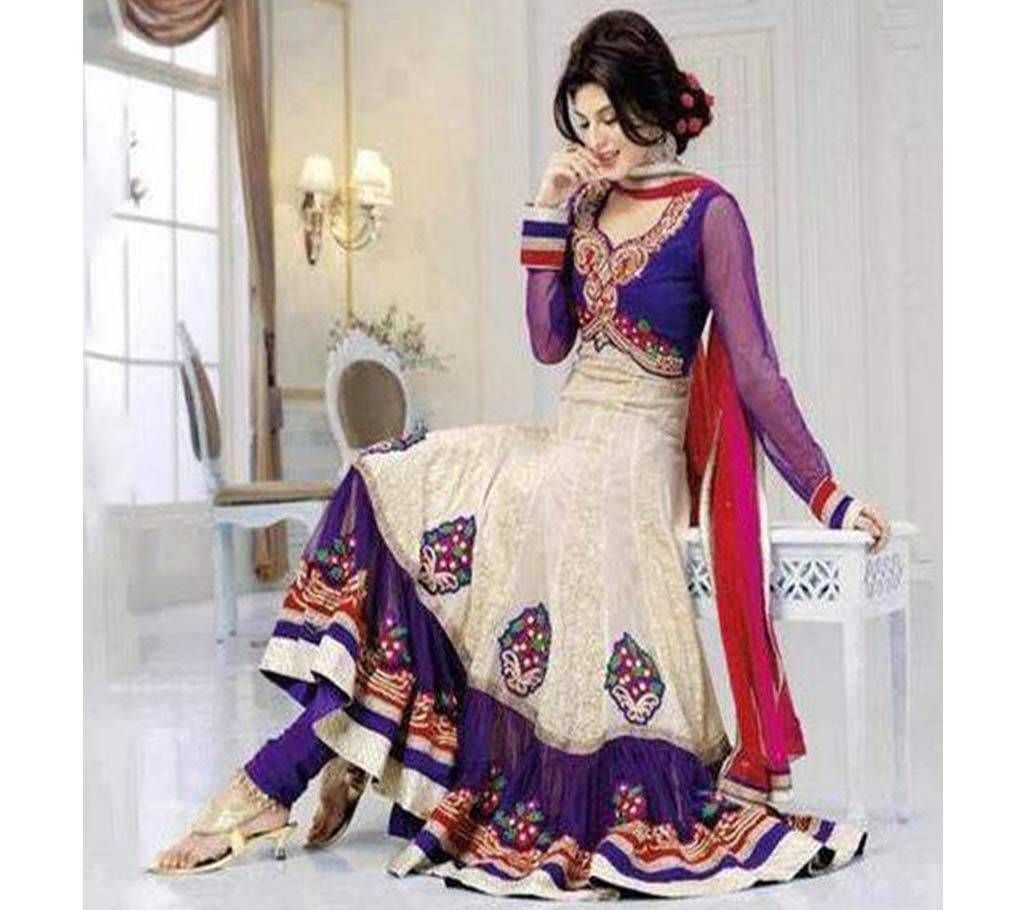 Semistiched anarkoli replica cotton three pc