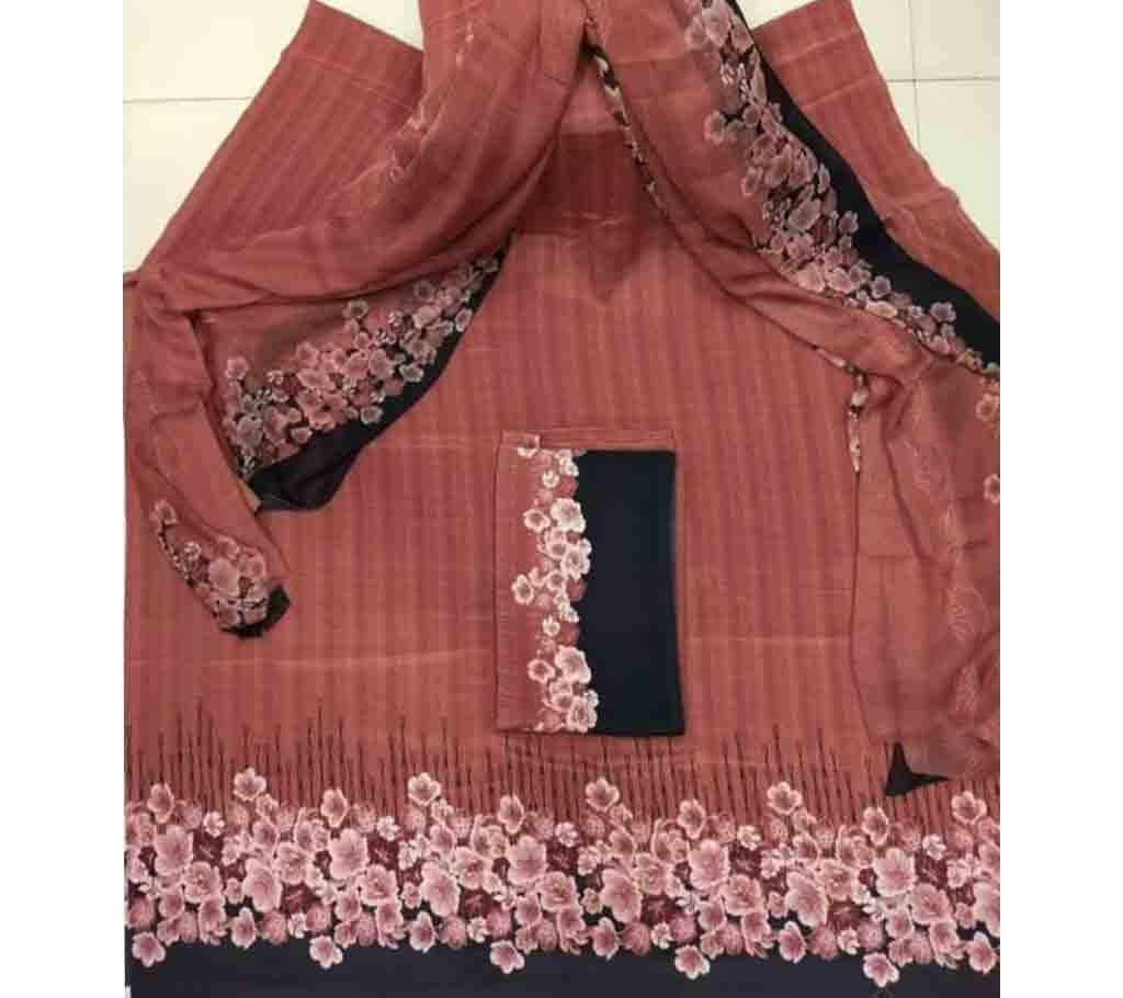 Unstitched Original Indian Risika silk shalwar Kameez For Women(Three piece)-10