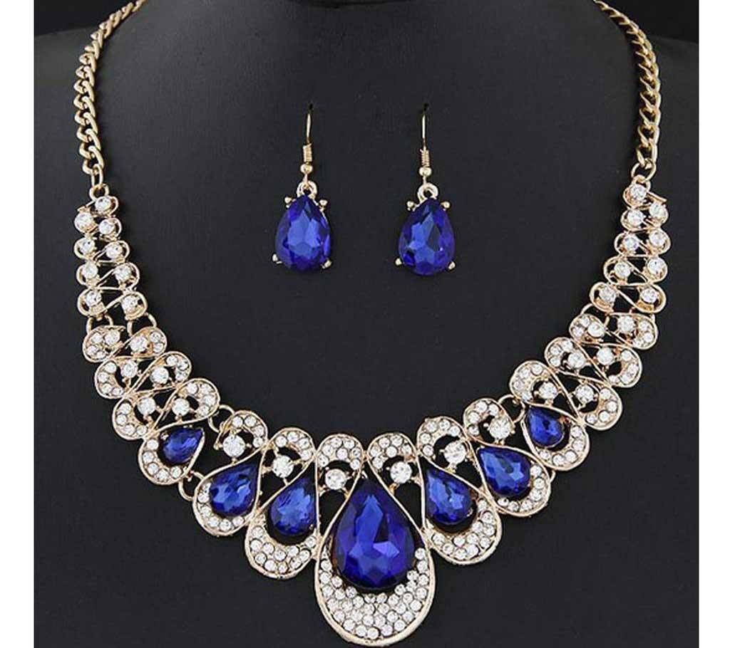 Drop Earrings Gold Color Pendant Choker Necklace