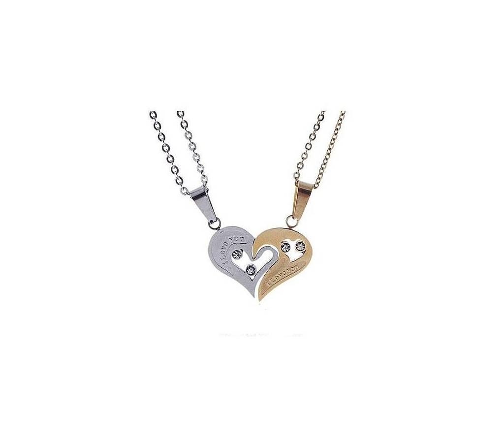 Golden and Silver Zinc Alloy Couples Heart Shape Necklace For Unisex
