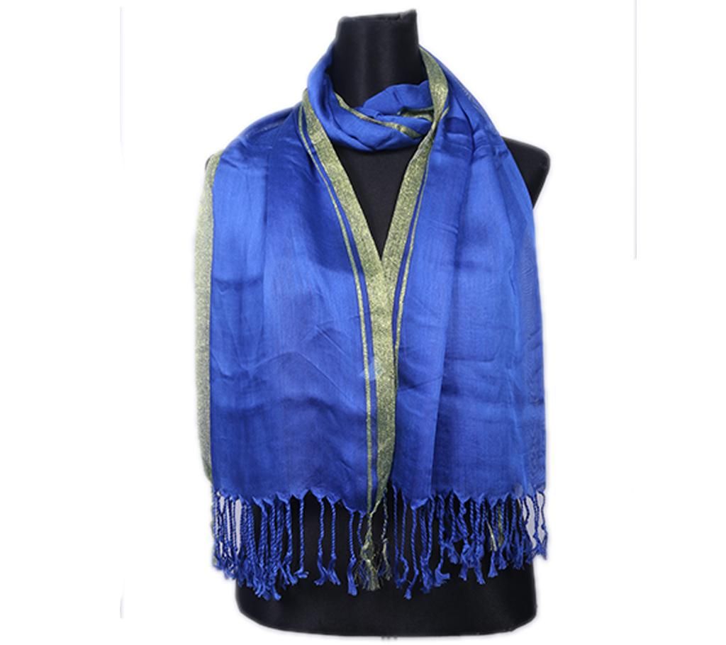 Blue Pashmina With Golden Border Hijab For Women