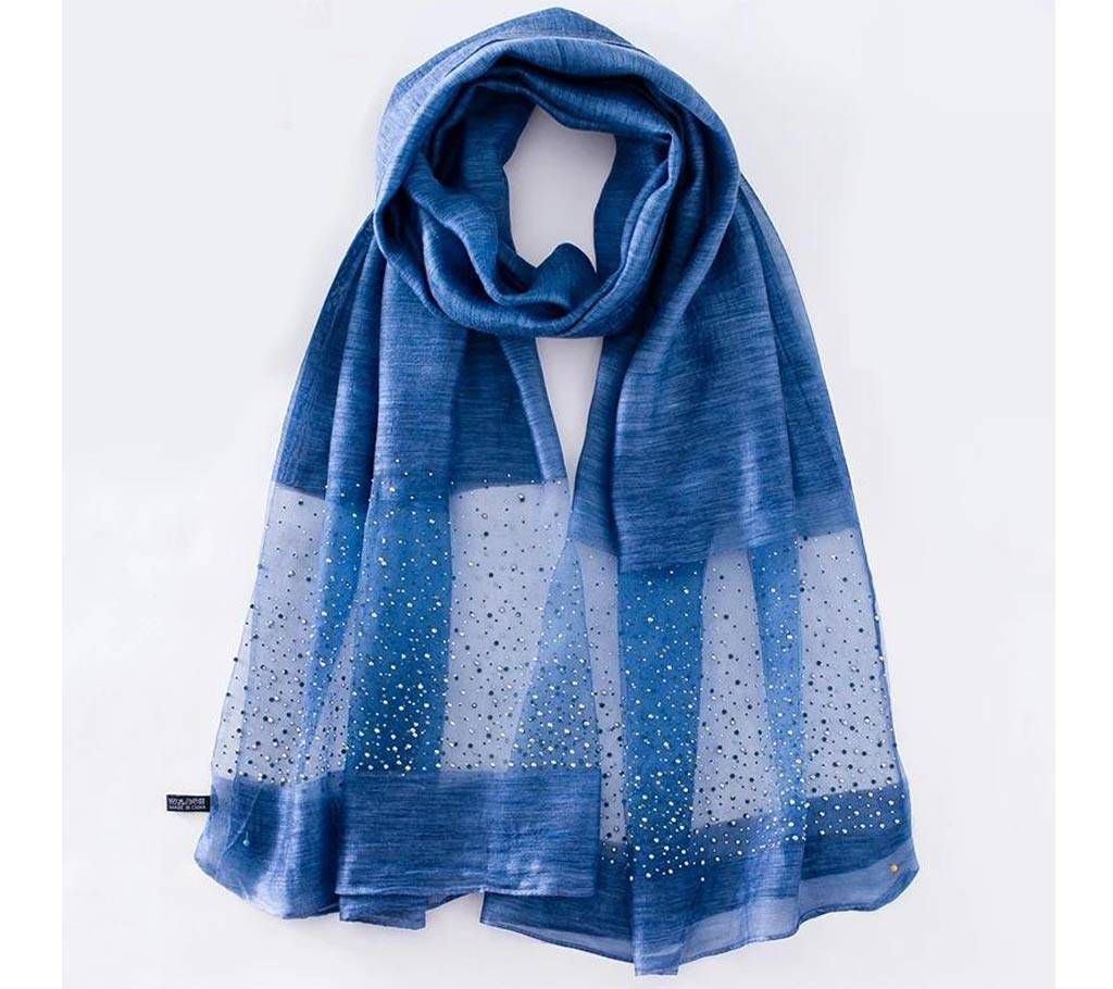 Royal Blue Cotton with Blue Stone Hijab for Women