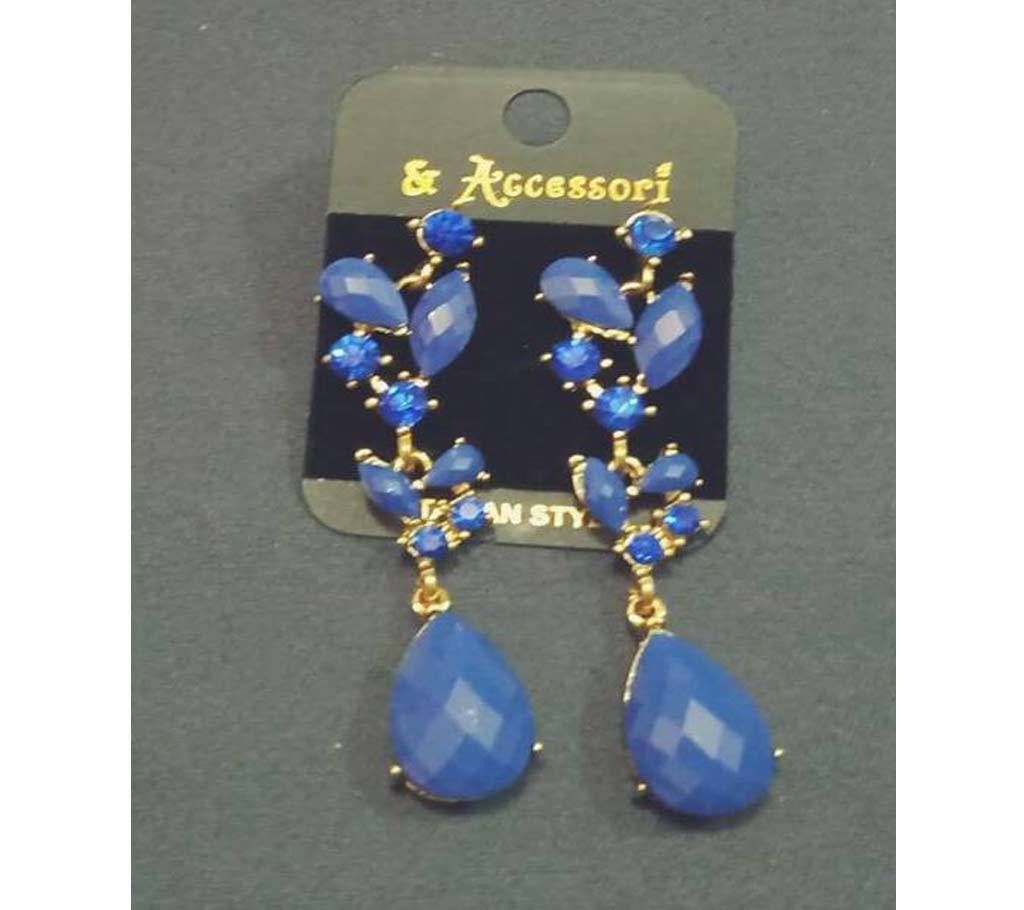 Blue stone Golden base Earring