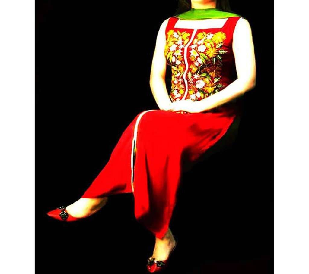 Unstiched Georgette Embroidery Three Piece (Replica)