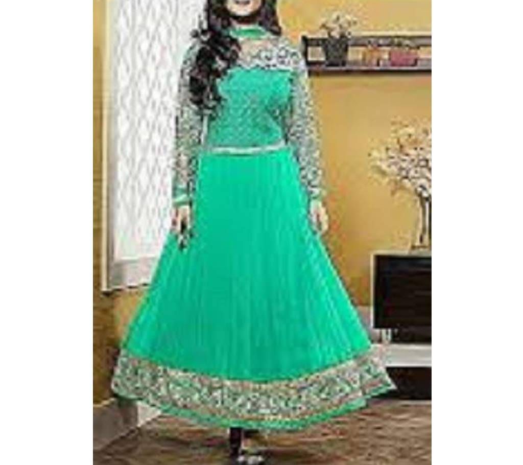 Medium Spring Green Georgette Unstitched Gown for Women