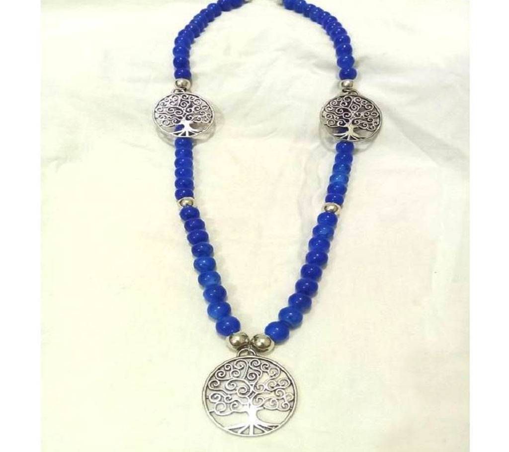 Bead Setting Blue Long Pendant