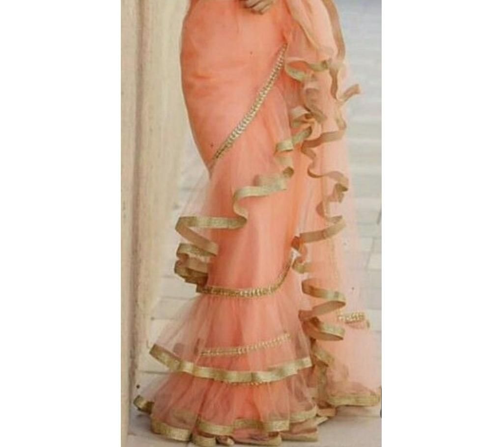tissue  ruffle  saree