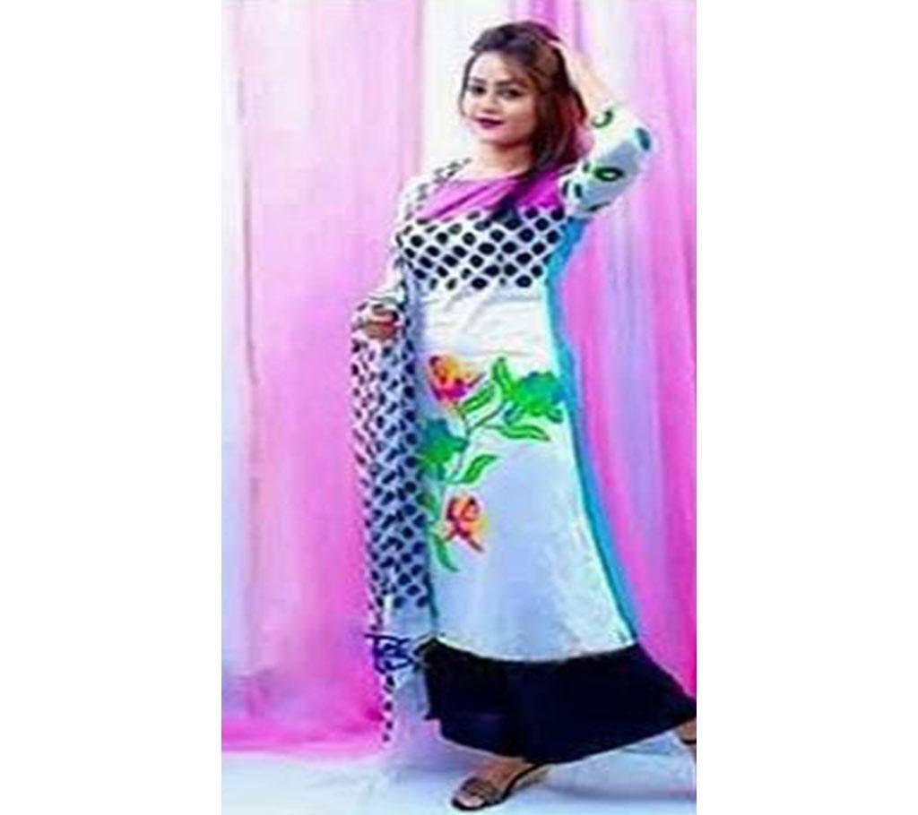 Unstitched block printed Rajdhani voyel cotton Salwar Kameez St block-309-cyan
