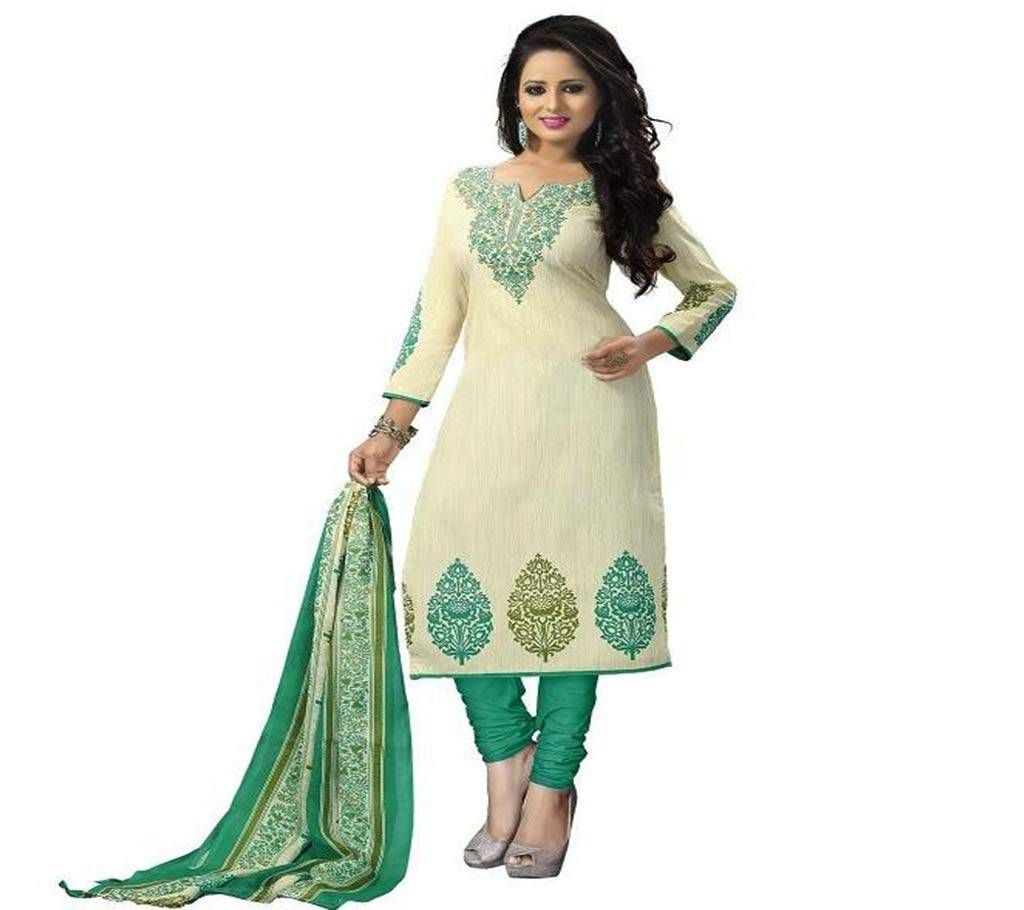 Unstitched block printed Rajdhani voyel cotton Salwar Kameez St block-8034
