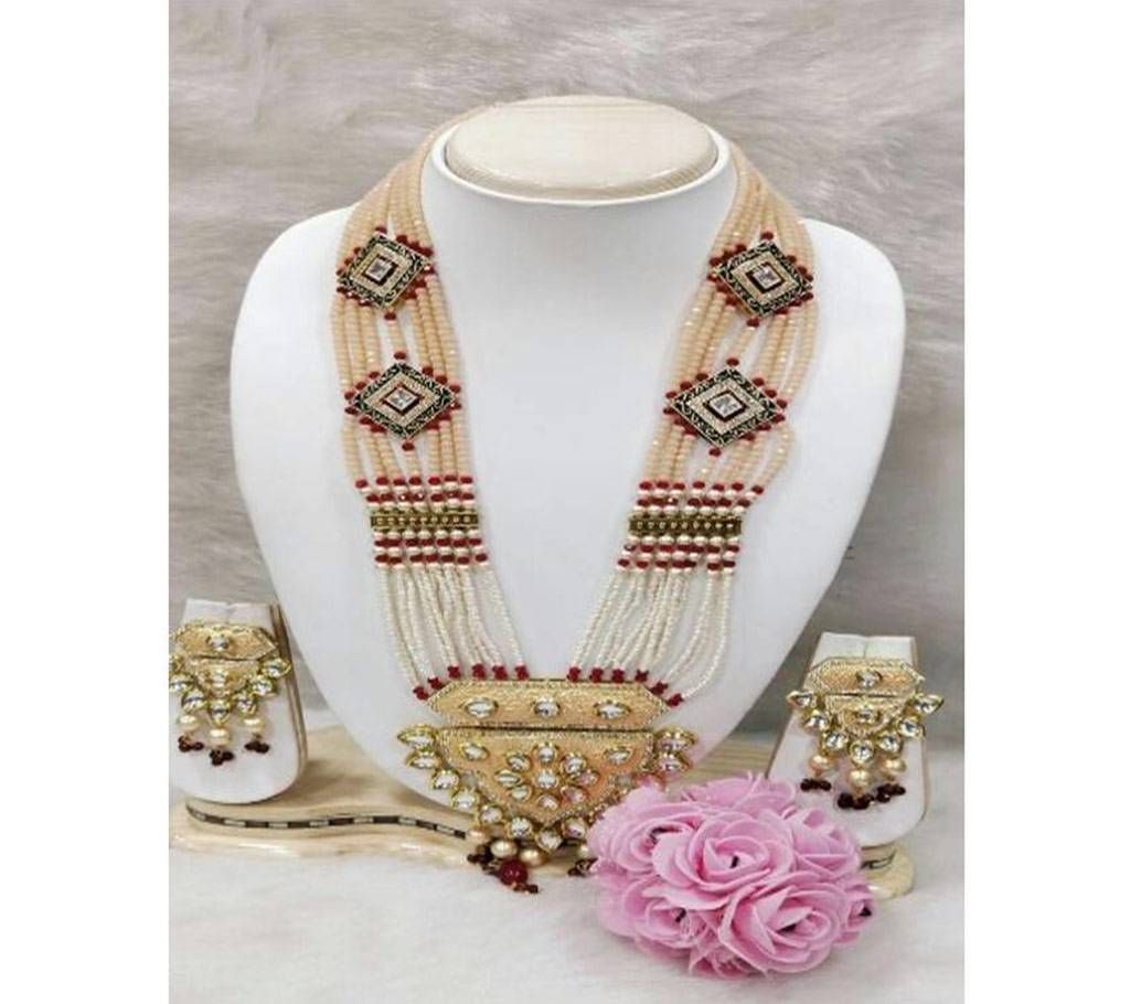 Royal Kundan Necklace-Feather White