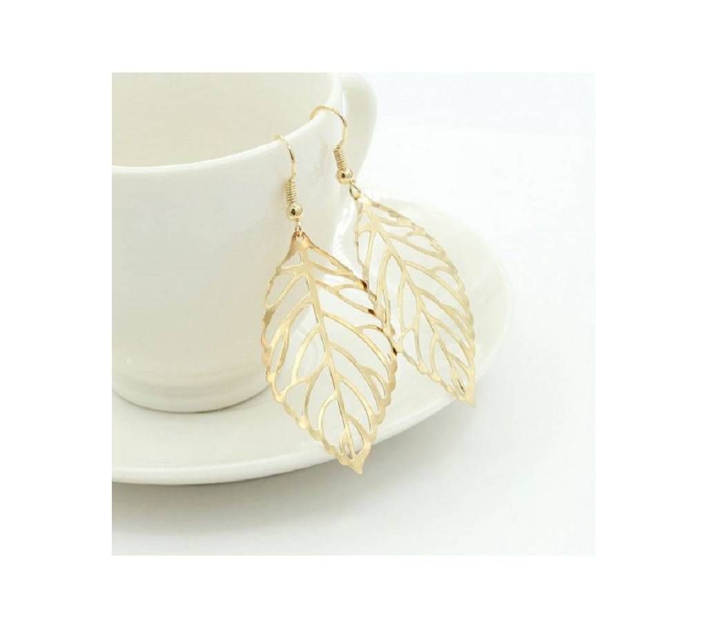 Hollow Metal Leaves Drop Earrings