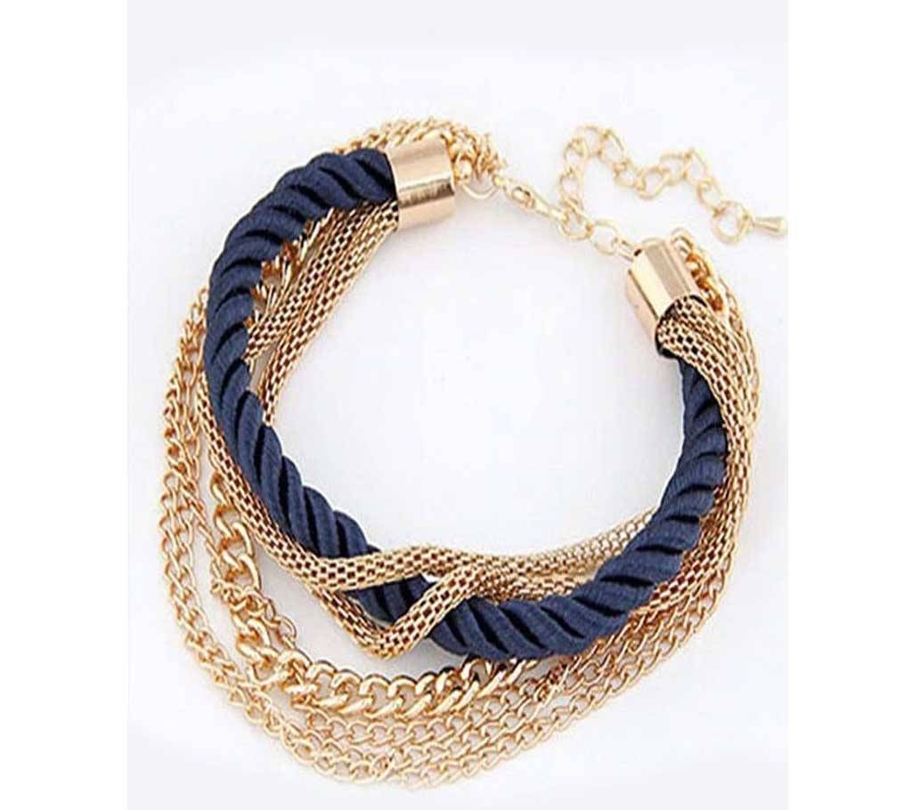 Multilayer Bracelet Exaggerated Gold Blue Lace
