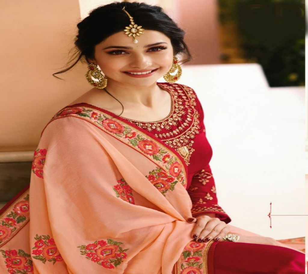 Maroon Color with Cream Orna