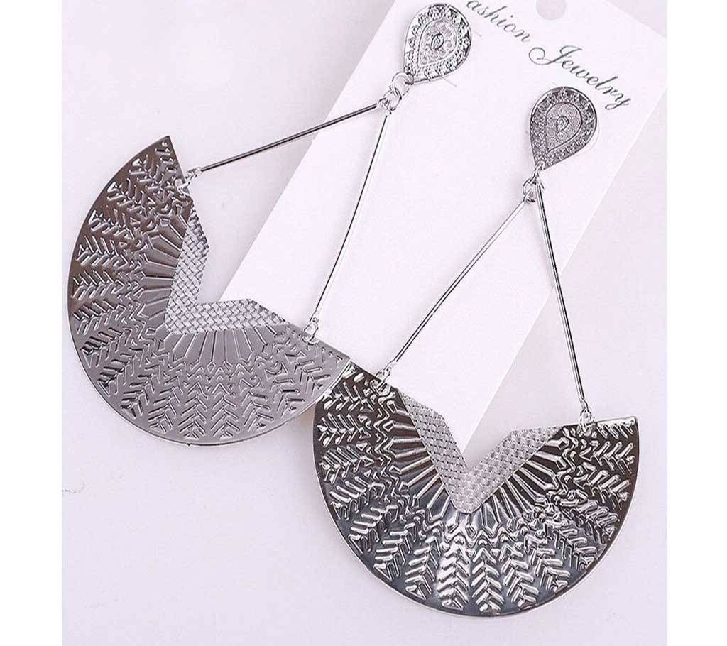 Bohemian Earrings Long Iron Retro Fashion Geometric Pendant Silver