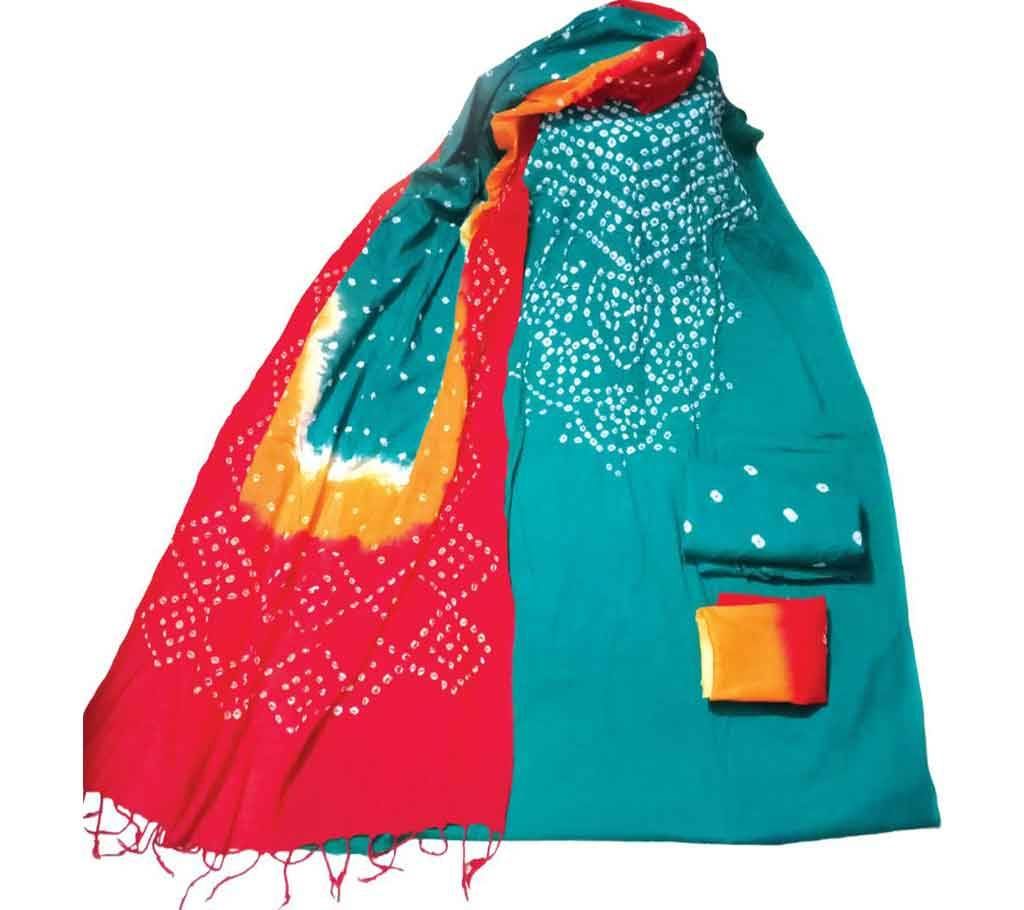 Chundri batik cotton unstitched three piece paste color