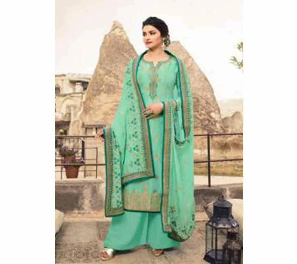 Indian Unstitched Georgette 3Pcs For Women Aqua Marine Color