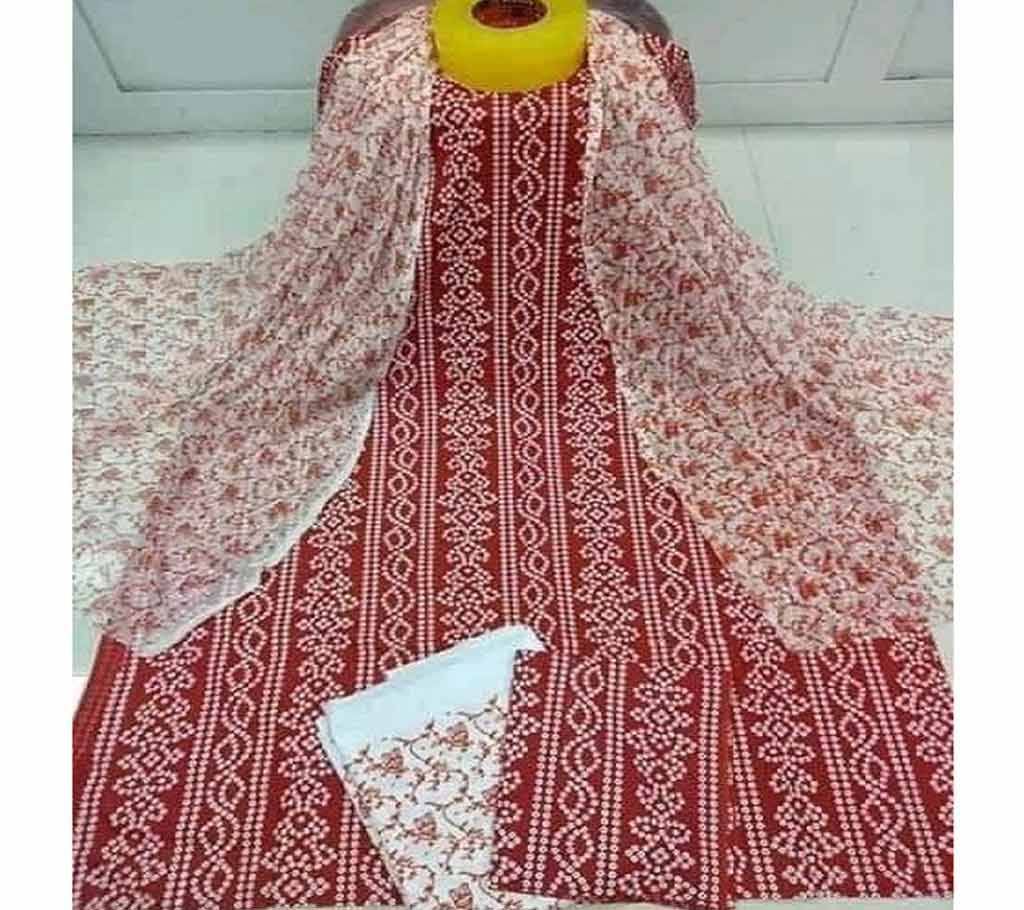 Unstitched Cotton 3Pcs-Red