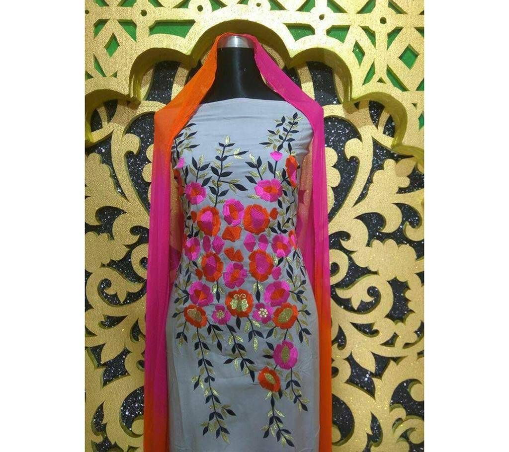 unstitched Georgette karchupi work three piece 