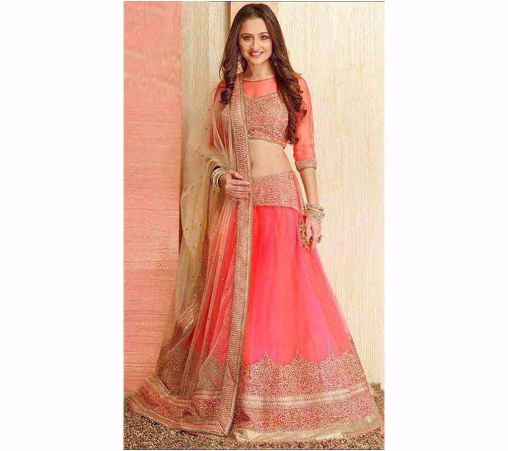 Unstitched Embroidery Georgette Lehenga - Copy
