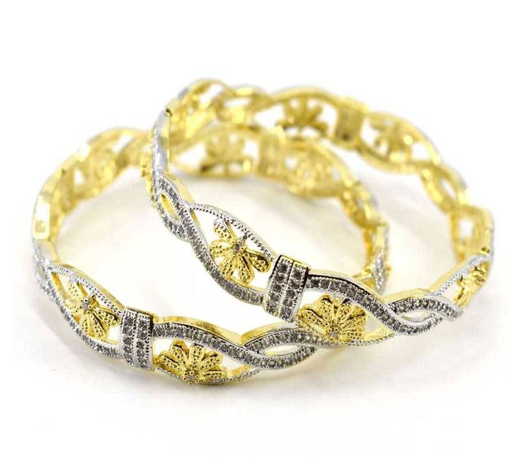 Gold Plated Diamond Cut Bangles Set (2pcs)