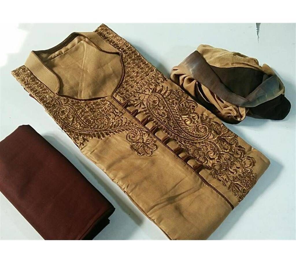 Unstitched linen Embroidery 3 Pcs