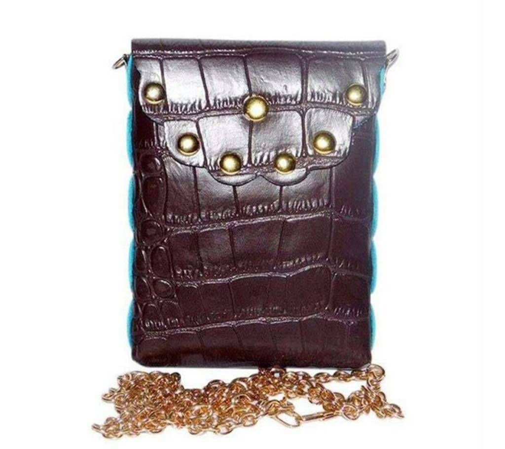 Lady's coffee color leather mobile bag  