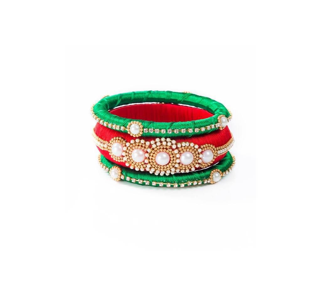 Red & Green  Color Silk Bangle set