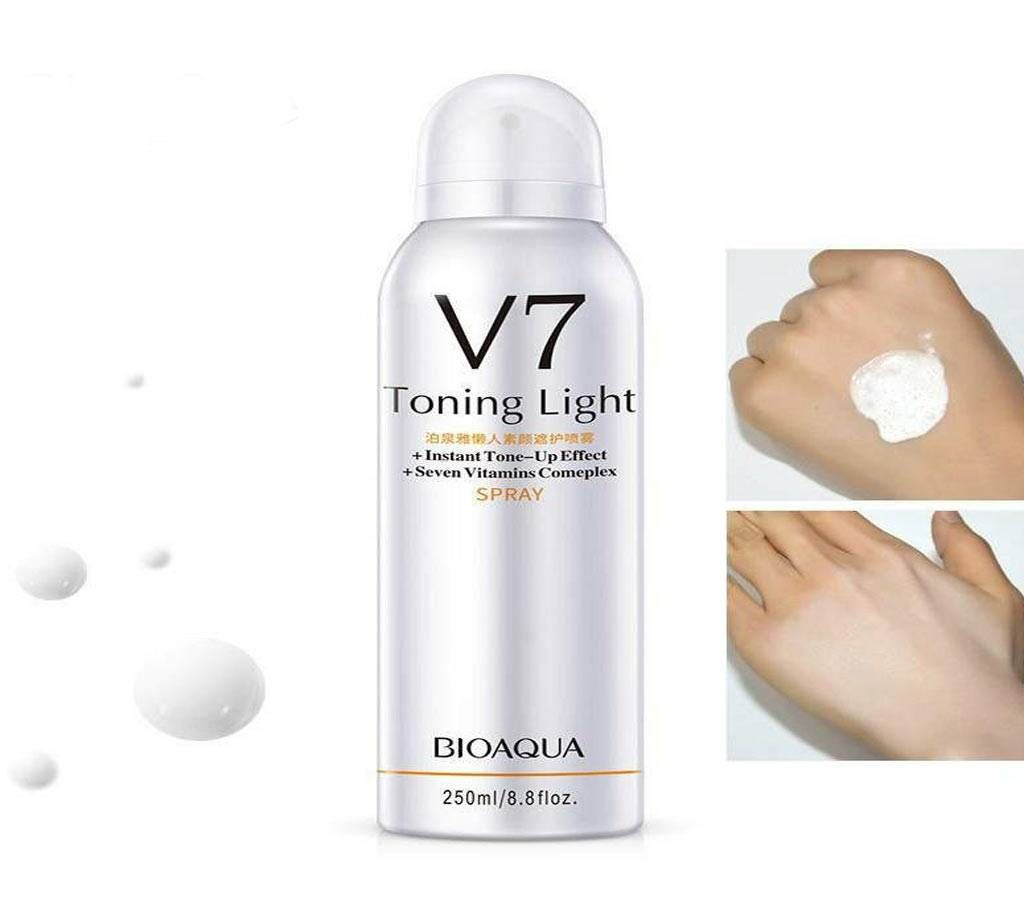 BIOAQUA V7 Toning Light Spray Facial Cream Concealer Ultraviolet Sunscreen Oil Control Nude Makeup Women Summer Skin Care 250ml Thailand