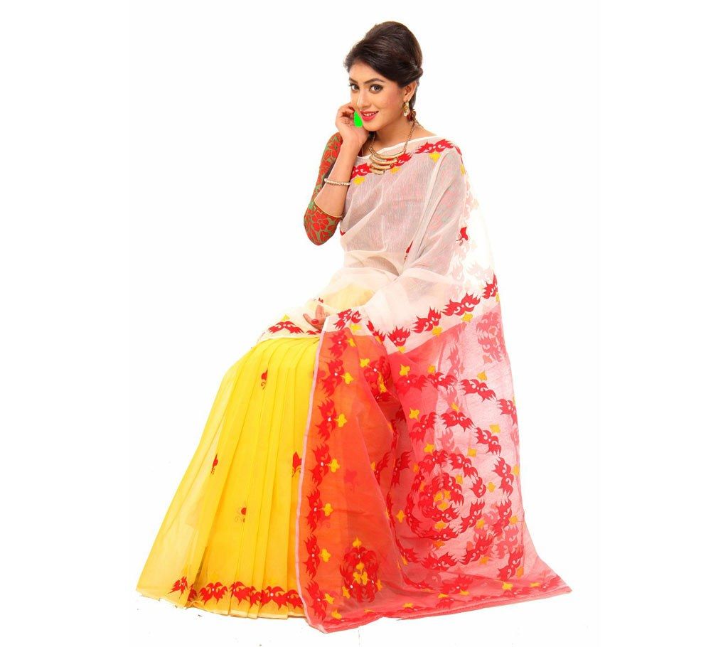 3 Shaded Muslin Silk Hand Embroidery Saree
