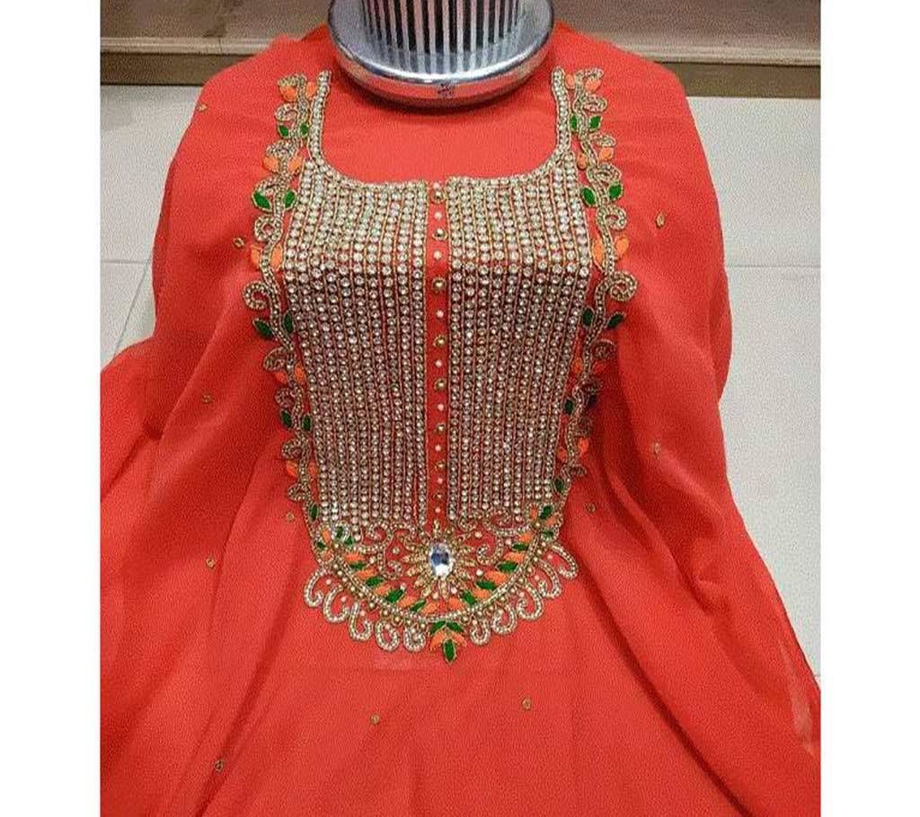 Unstitched Georgette Embroidery Work Kameez