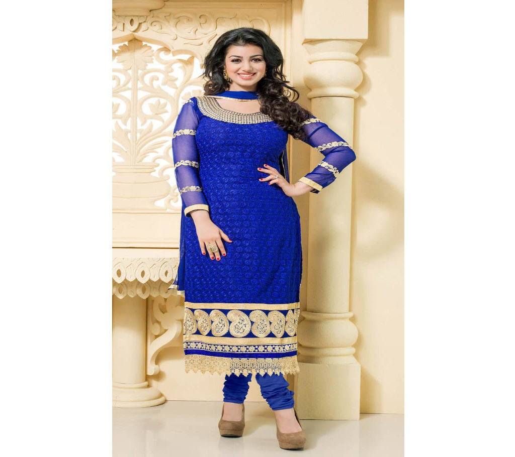 unstiched block printed cotton replica three pcs salwar kameez seblock-421