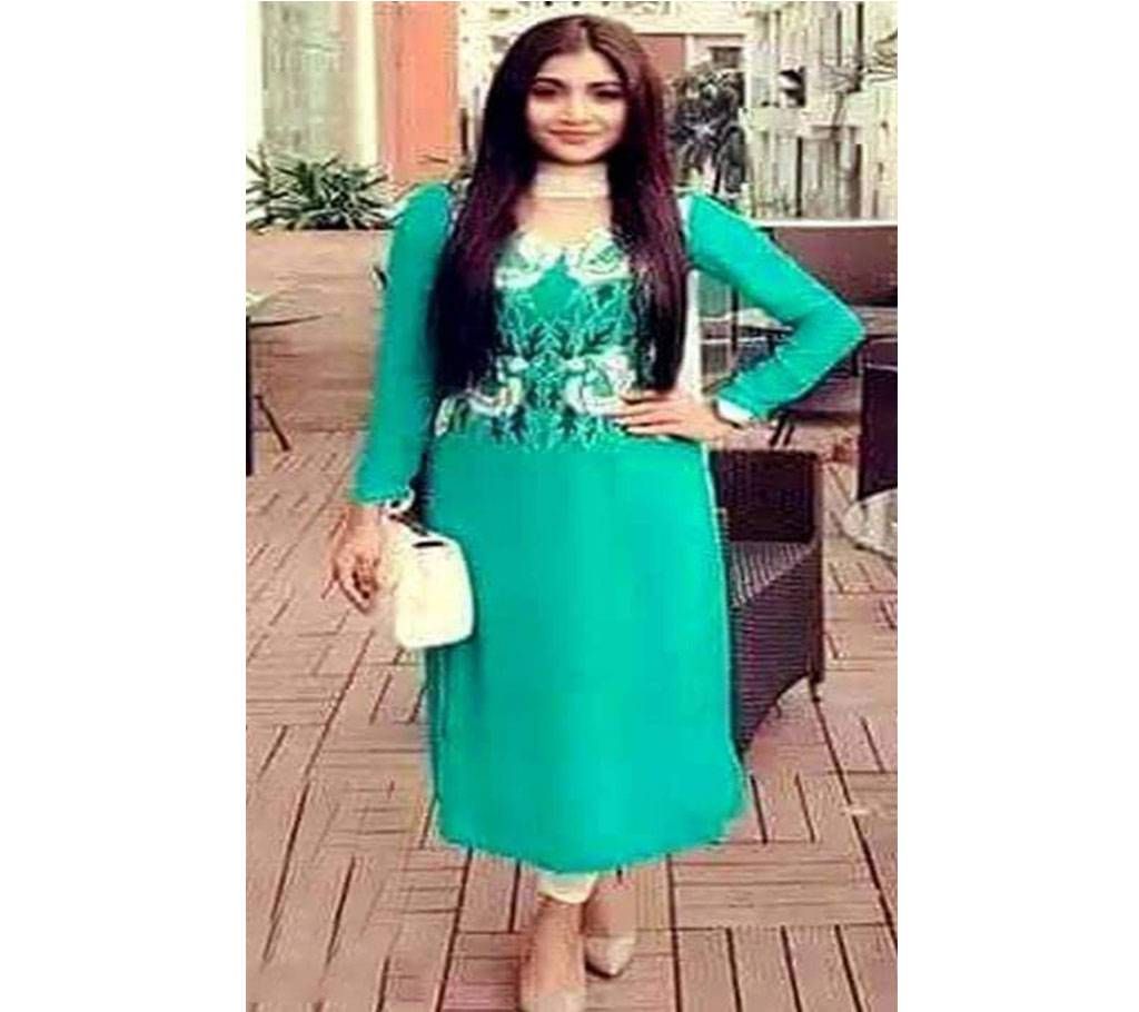 Unstitched Teal Georgette Embroidery Shalwar Kameez 