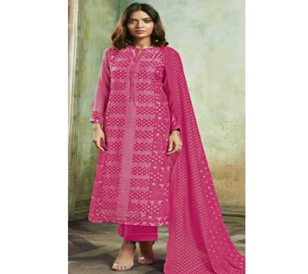 TM Peach Melba Unstitched Printed Cotton Three Piece
