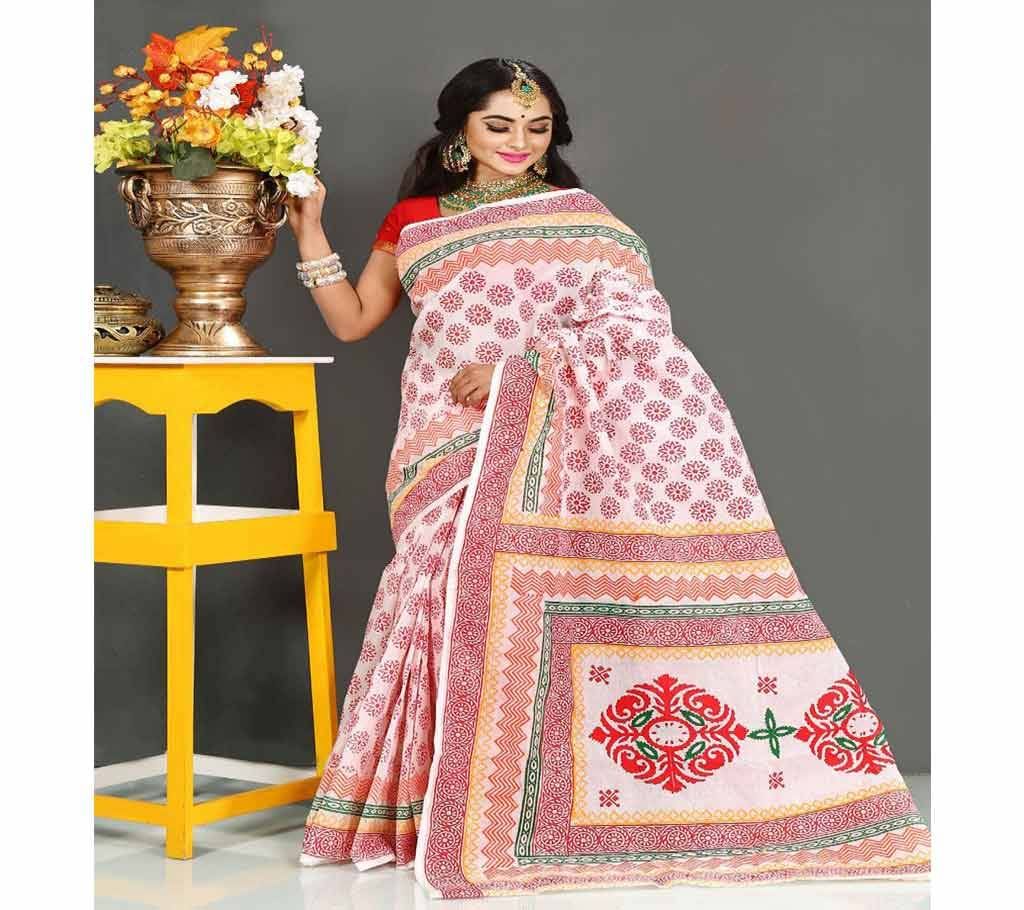Pure Deshi Beautiful Sharee - 151 - Off White with Full Body Multi Color Design(SU605)