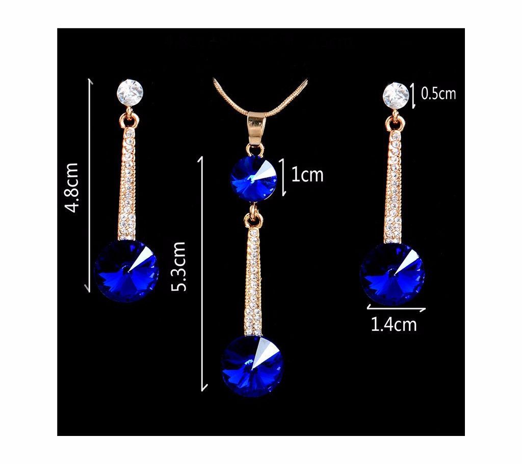 Royal Blue Austria Crystals Drop Earrings