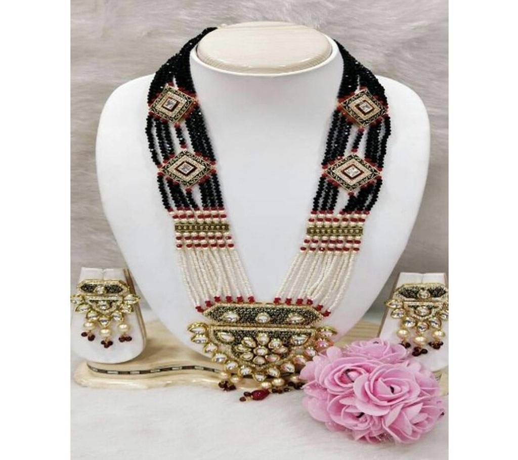 Royal Kundan Necklace-Raven Black