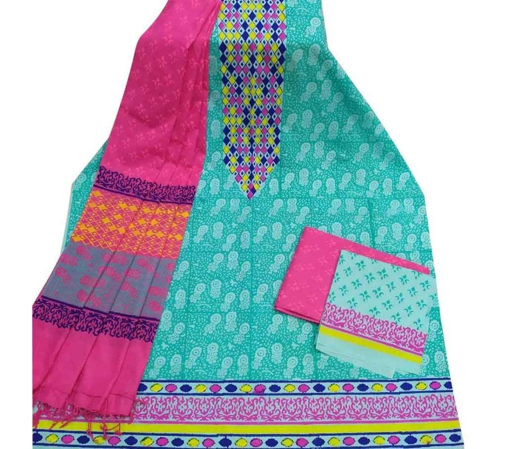 Unstitched Block Printed Cotton Salwar kameez fs-14