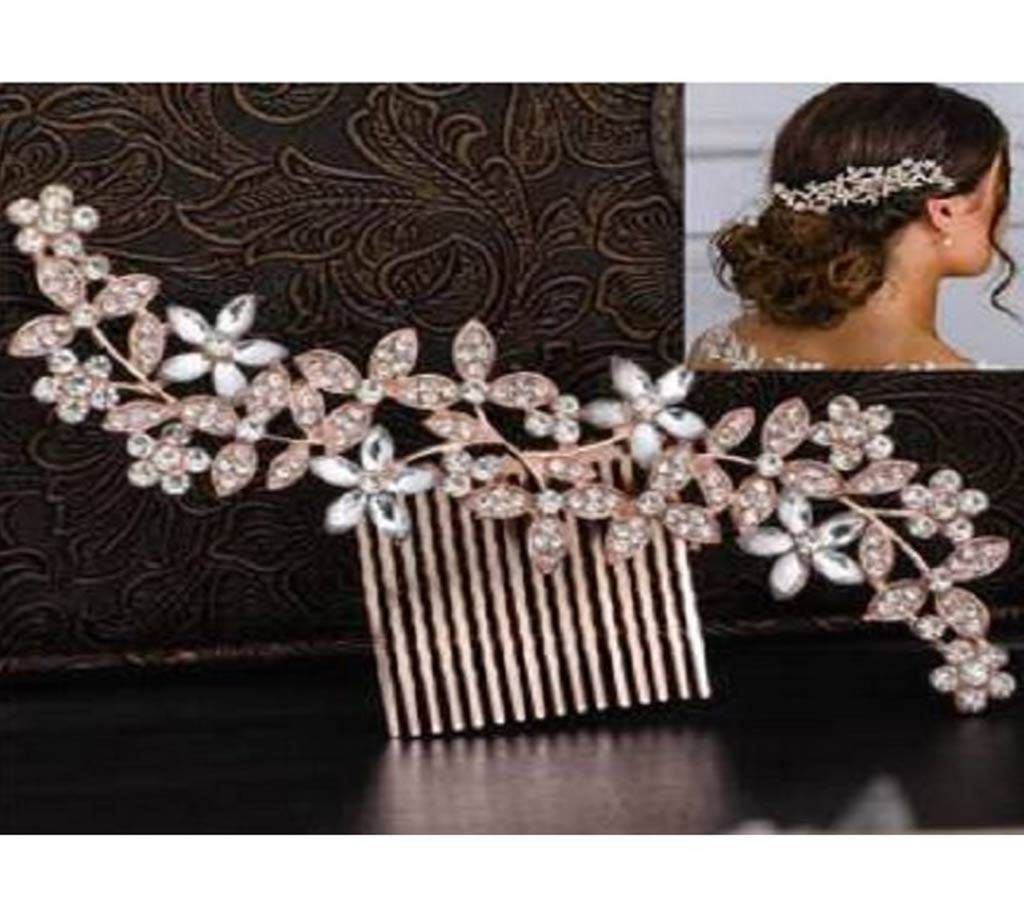 Bride Rhinestone Hair Comb for Wedding Crystal Crown Flower Hairpins for Women Party Hair Accessory Hair