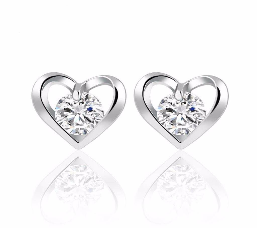 Flower Heart Crystal Stud Earrings