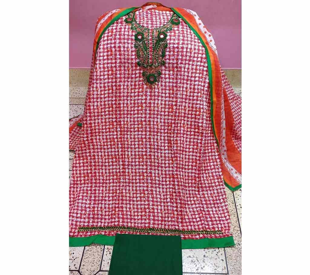 Unstitched Embroidery Cotton Three Pcs